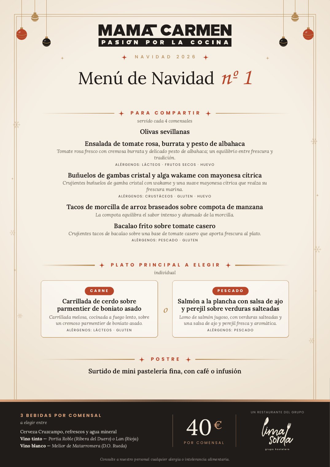 Menú de Navidad nº 1 2026